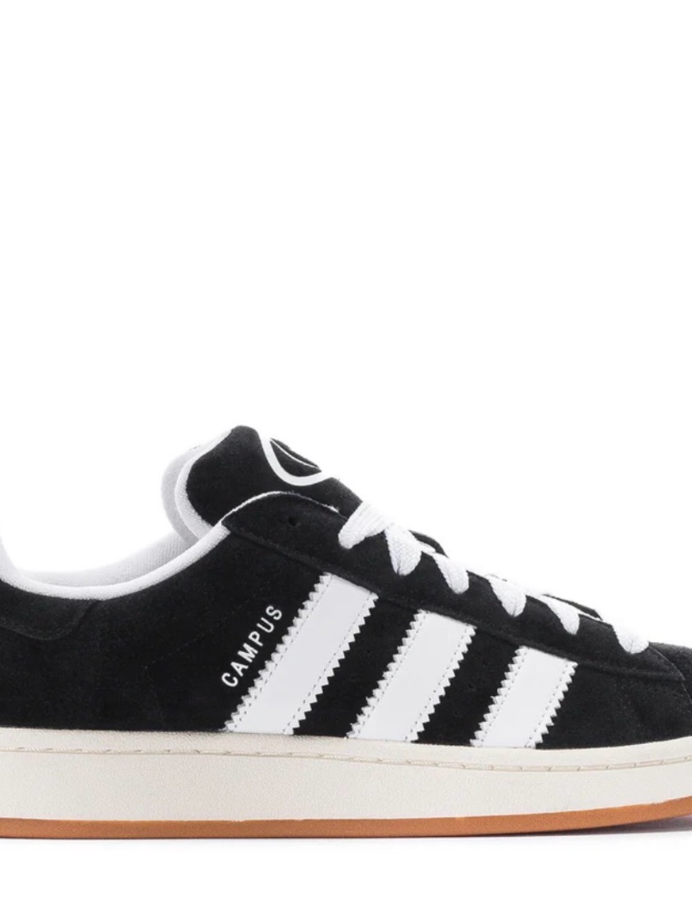 adidas Campus Suede Sneaker in Black & White with Gum Sole